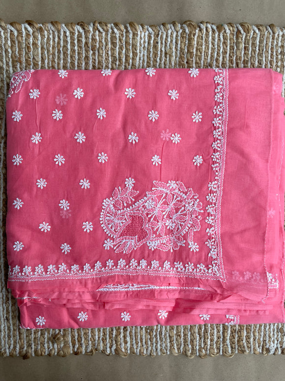 Pink Pure Chikankari Saree